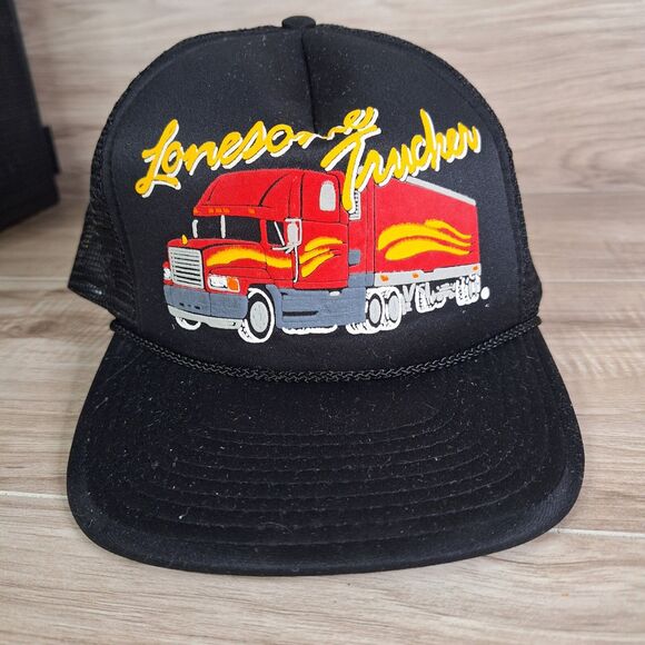 VINTAGE Lonesome Black  Mesh SNAPBACK TRUCKER Hat - Picture 3 of 8